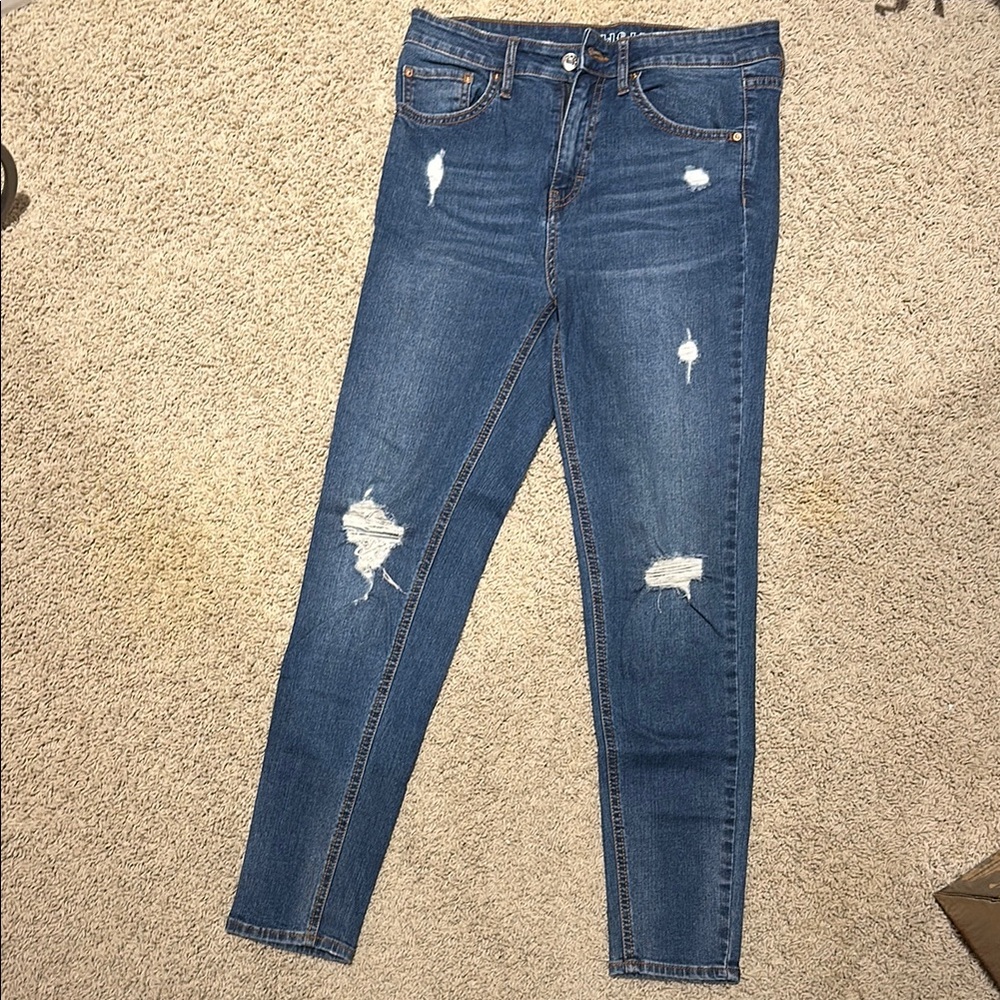 Classic Blue Distressed Women's Jeans